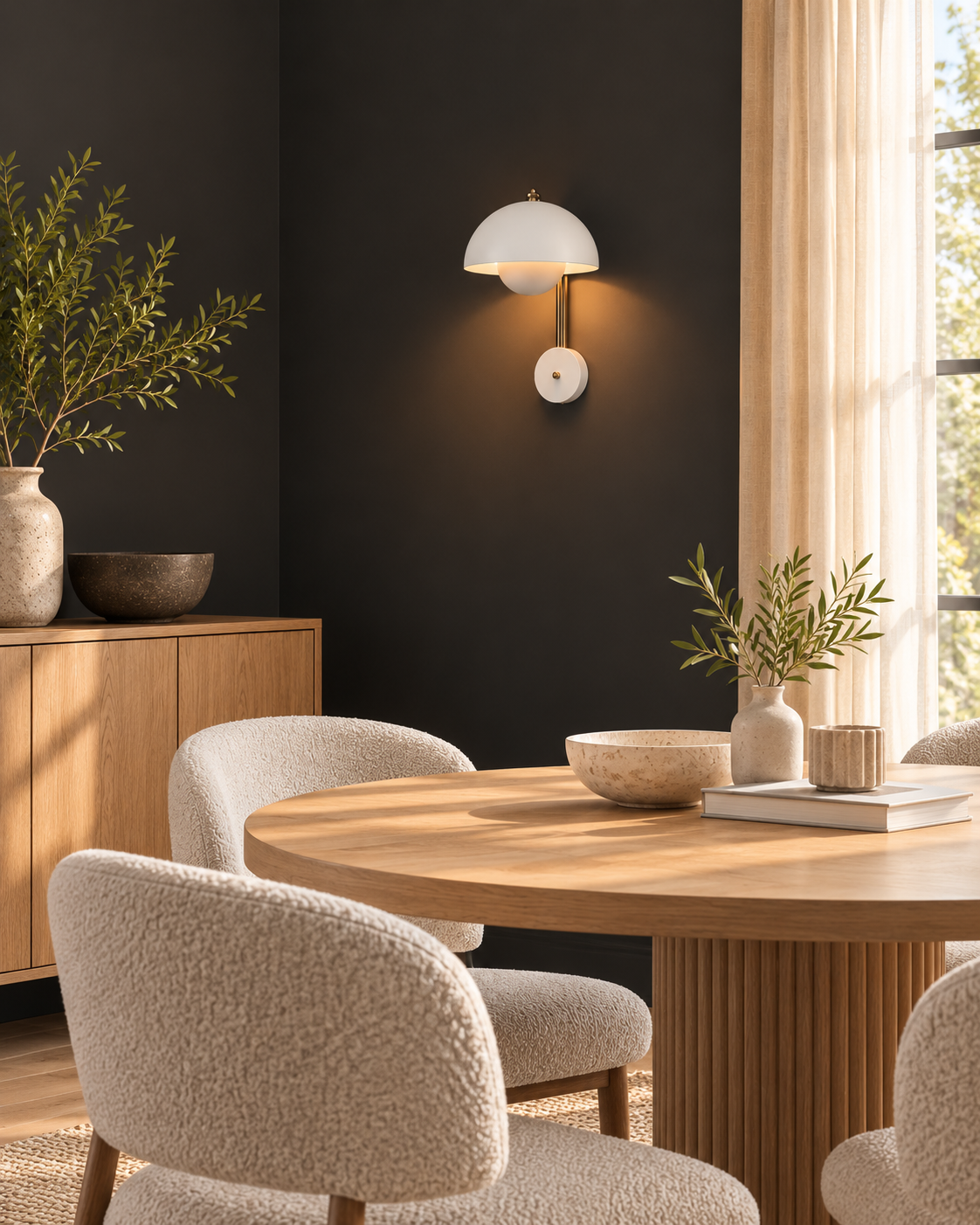 Mireva Dome Wall Sconce | Lacquered Iron Modern Wall Light
