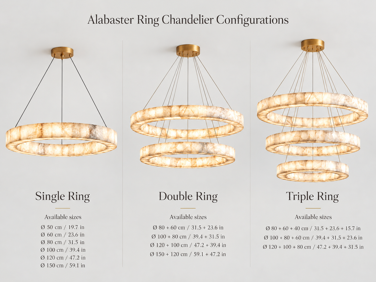 Natural Alabaster Ring Chandelier | Aurelith