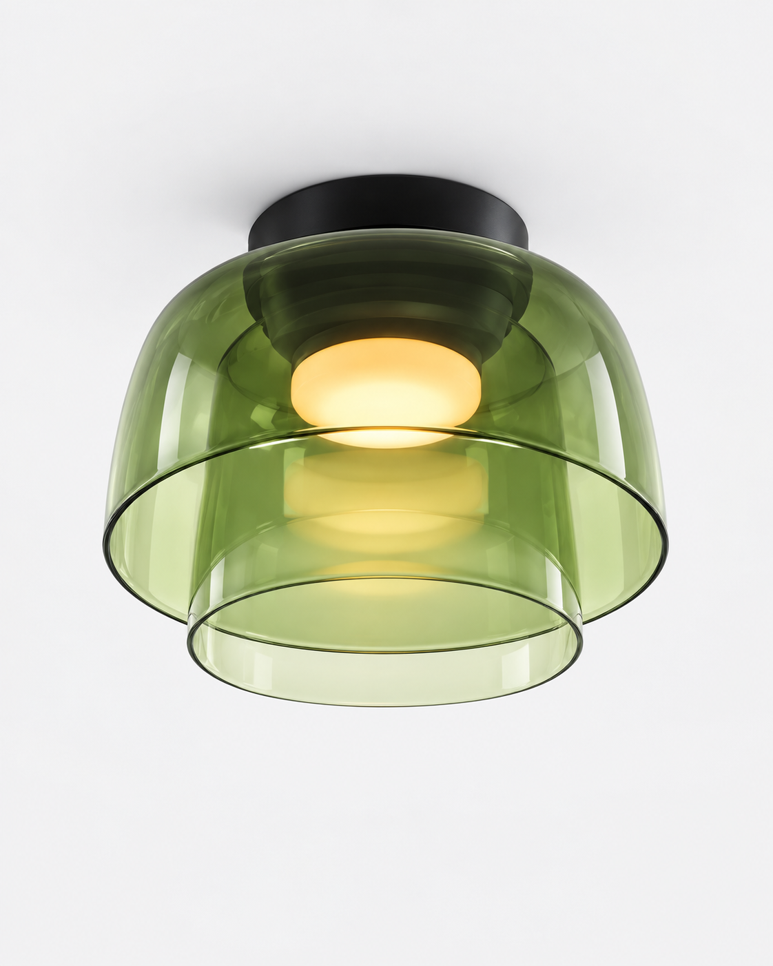 Sculptural Layered Glass Flush Mount Ceiling Light | Elyndra