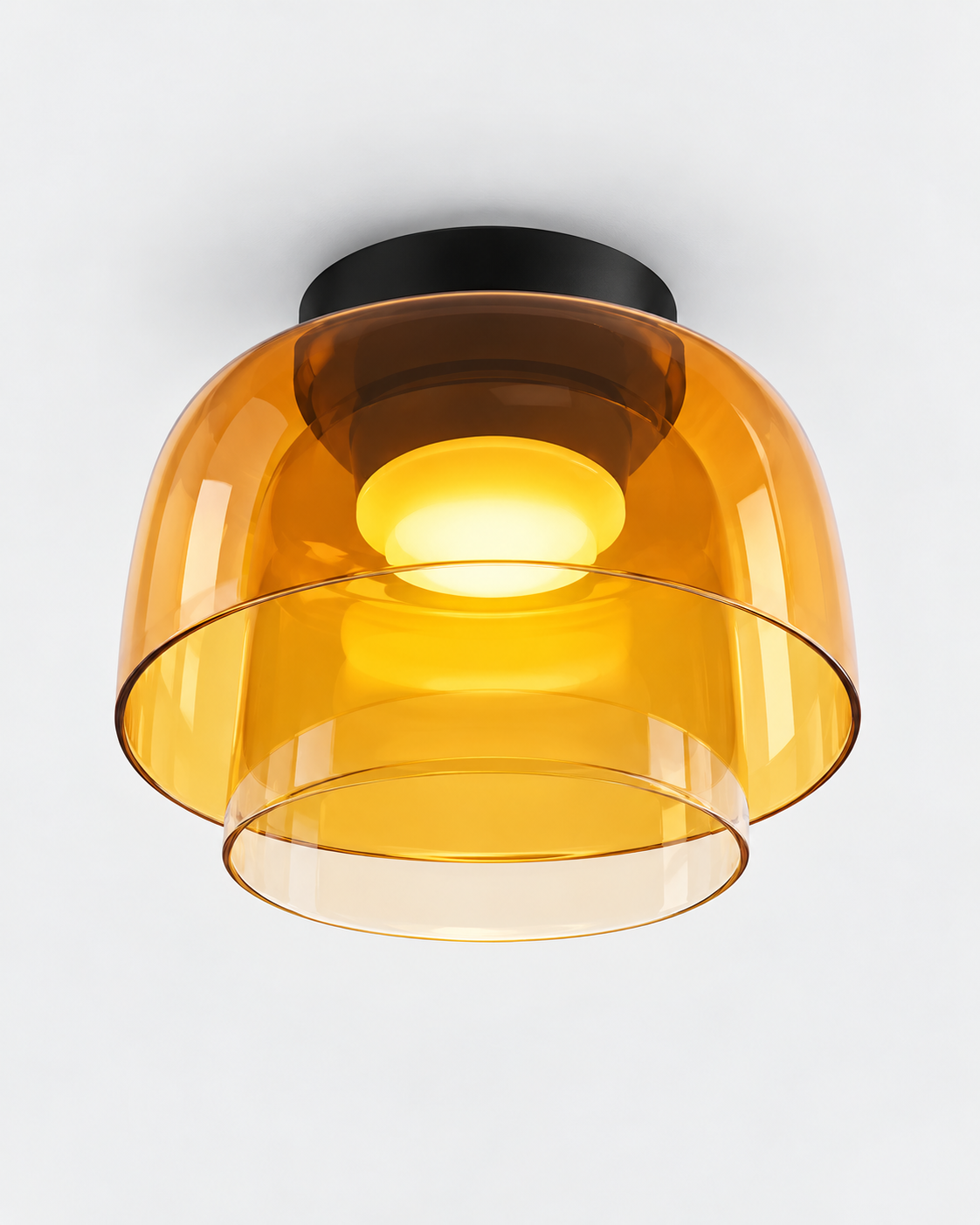Sculptural Layered Glass Flush Mount Ceiling Light | Elyndra