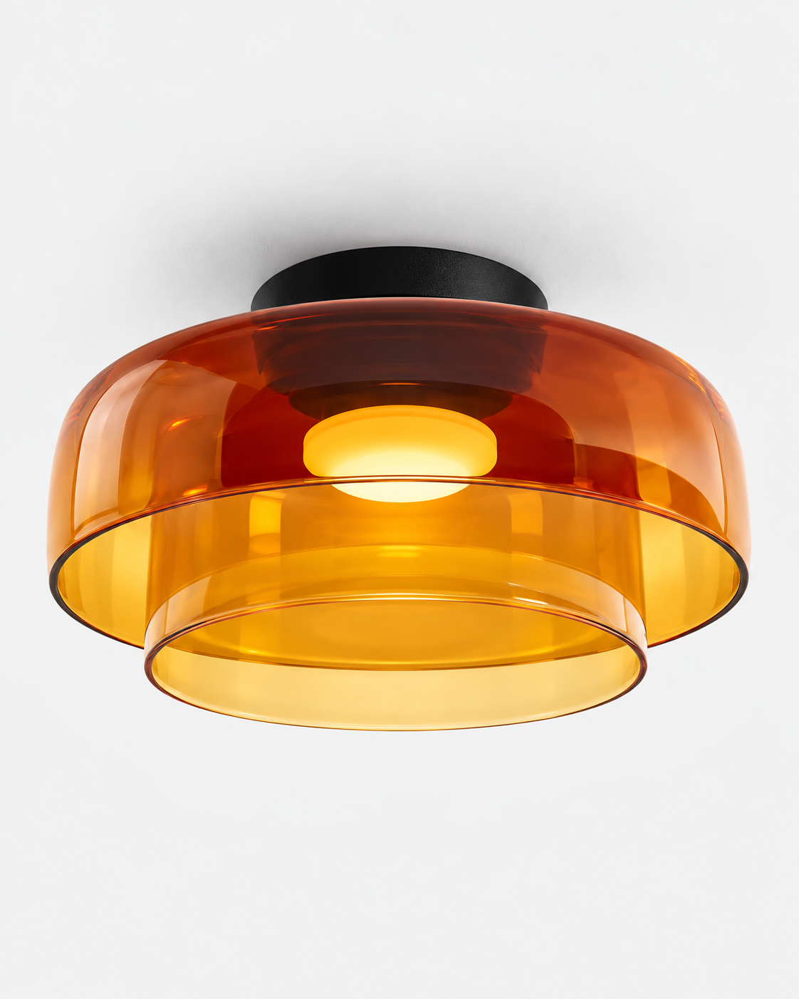 Sculptural Layered Glass Flush Mount Ceiling Light | Elyndra