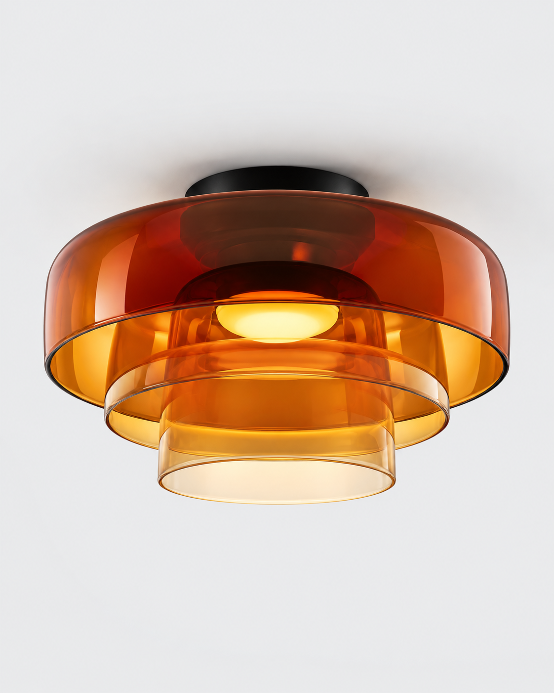 Sculptural Layered Glass Flush Mount Ceiling Light | Elyndra