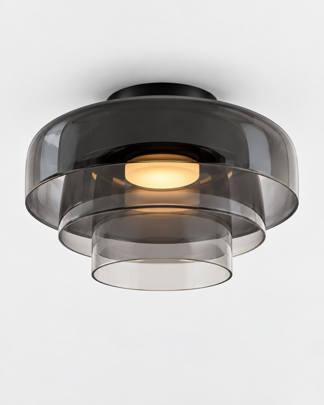 Sculptural Layered Glass Flush Mount Ceiling Light | Elyndra