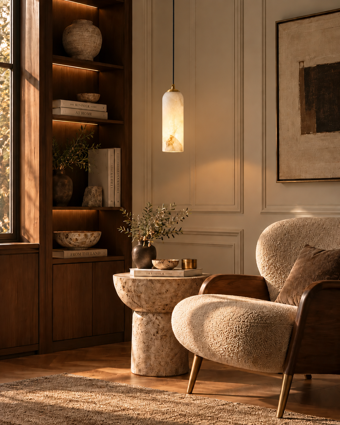 Aurelis | Natural Alabaster Cylinder Pendant Light