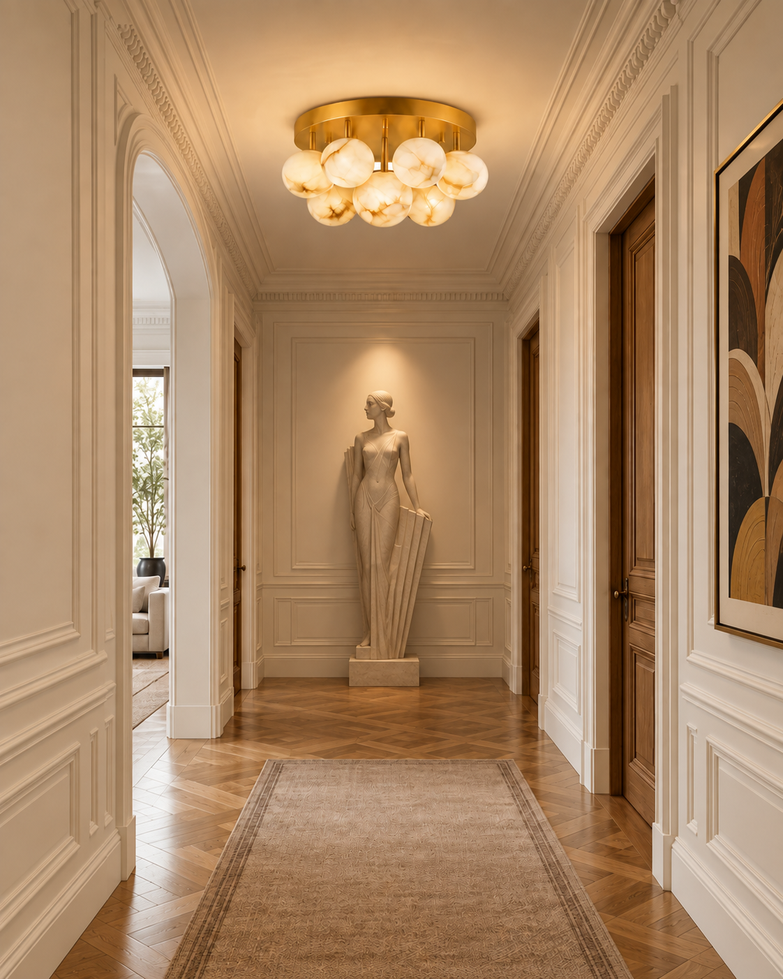 Globan | Natural Alabaster Globe Flush Mount Ceiling Light
