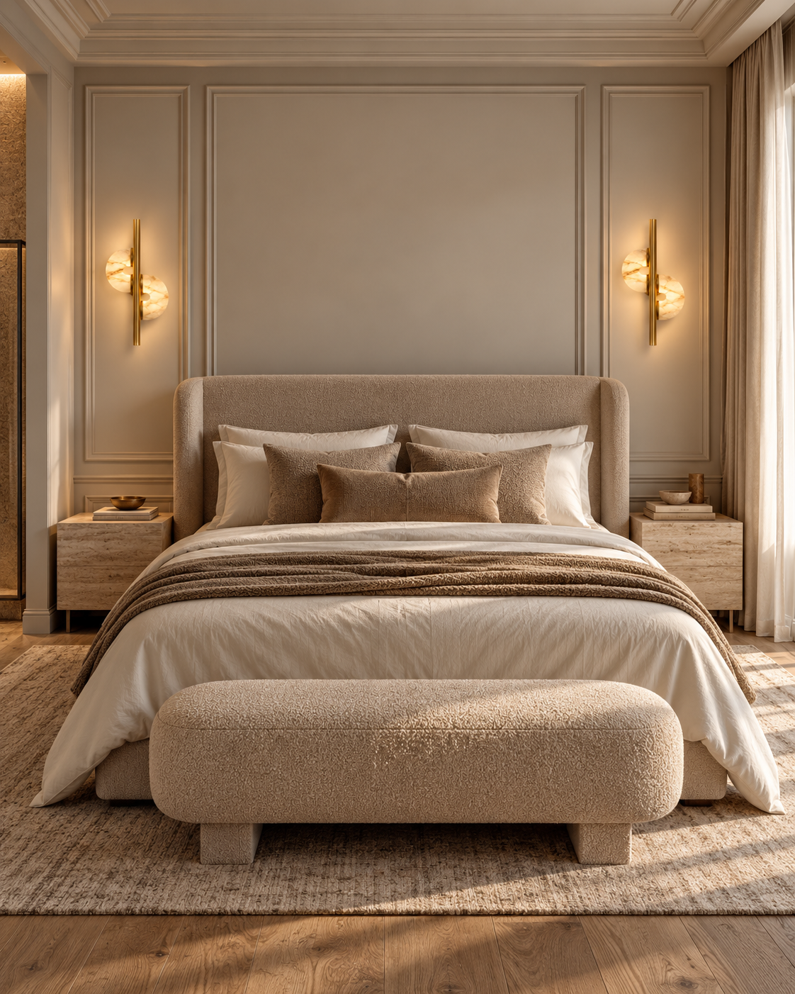 Sculpted Alabaster & Metal Wall Sconce | Aurevon