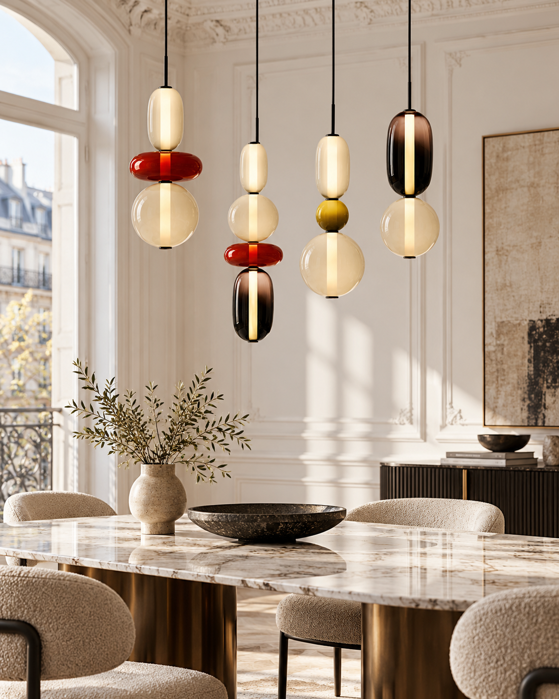 Sculptural Tinted Glass LED Pendant Light | Orvessa