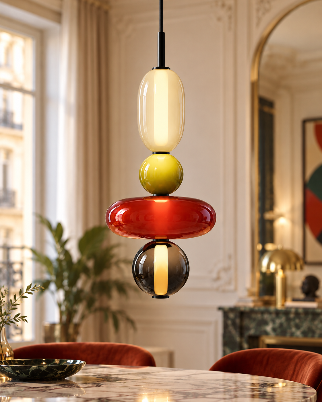 Sculptural Tinted Glass LED Pendant Light | Orvessa