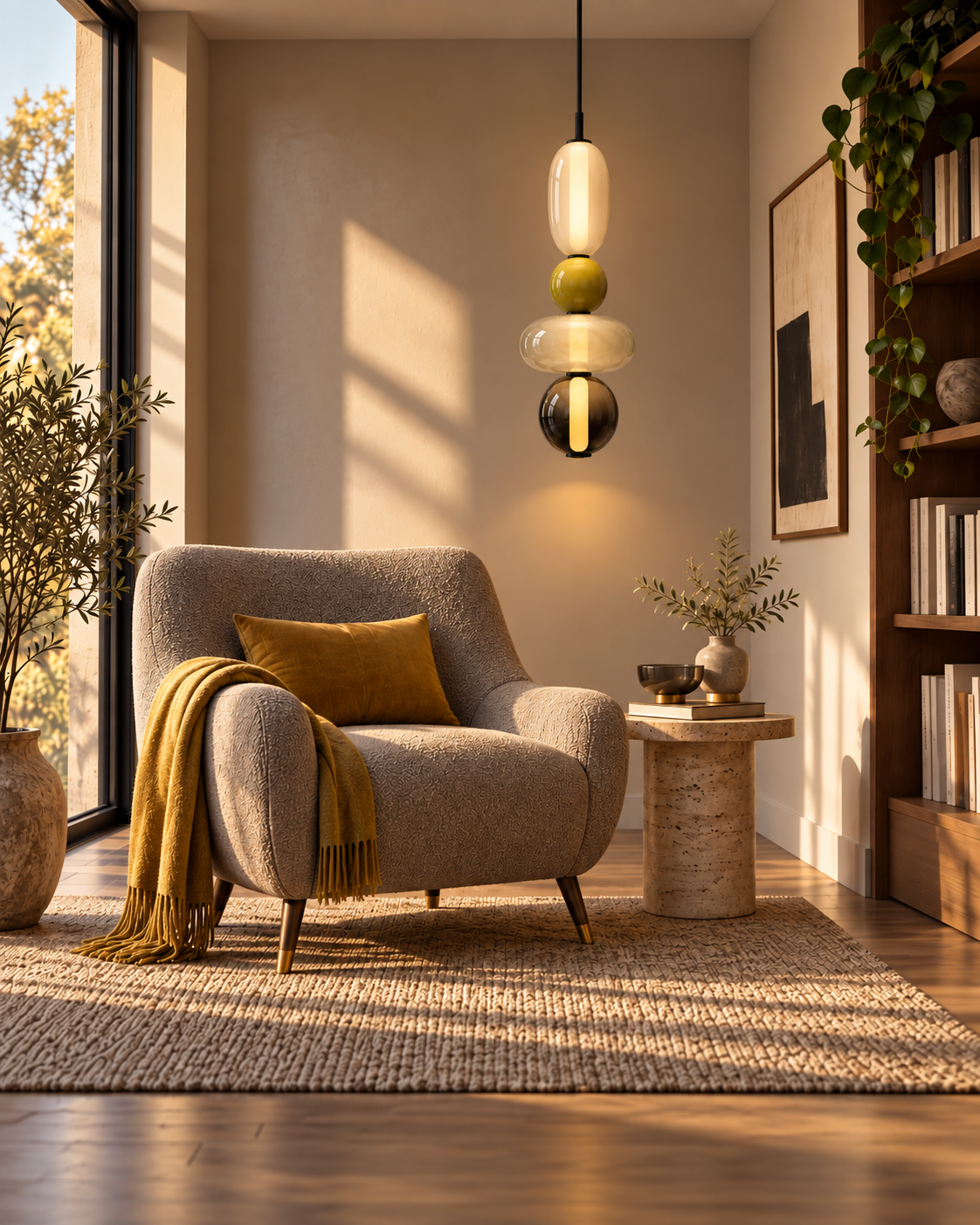 Sculptural Tinted Glass LED Pendant Light | Orvessa