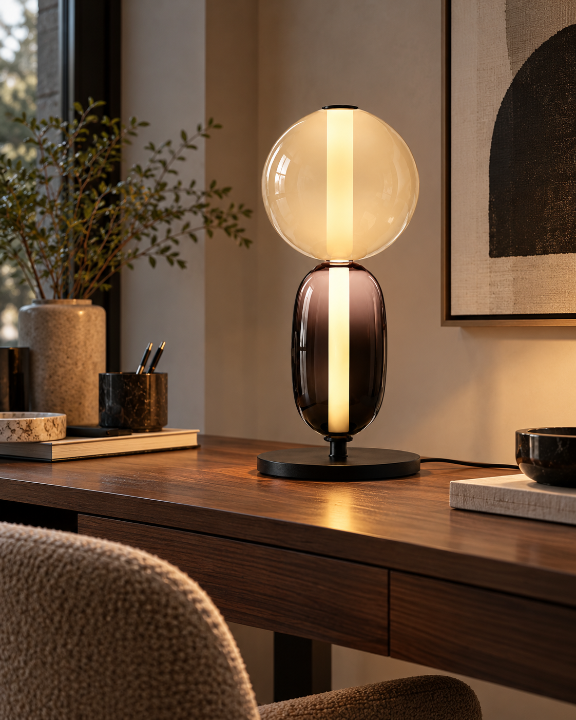 Hand-Blown Crystal Glass Table Lamp | Caldria