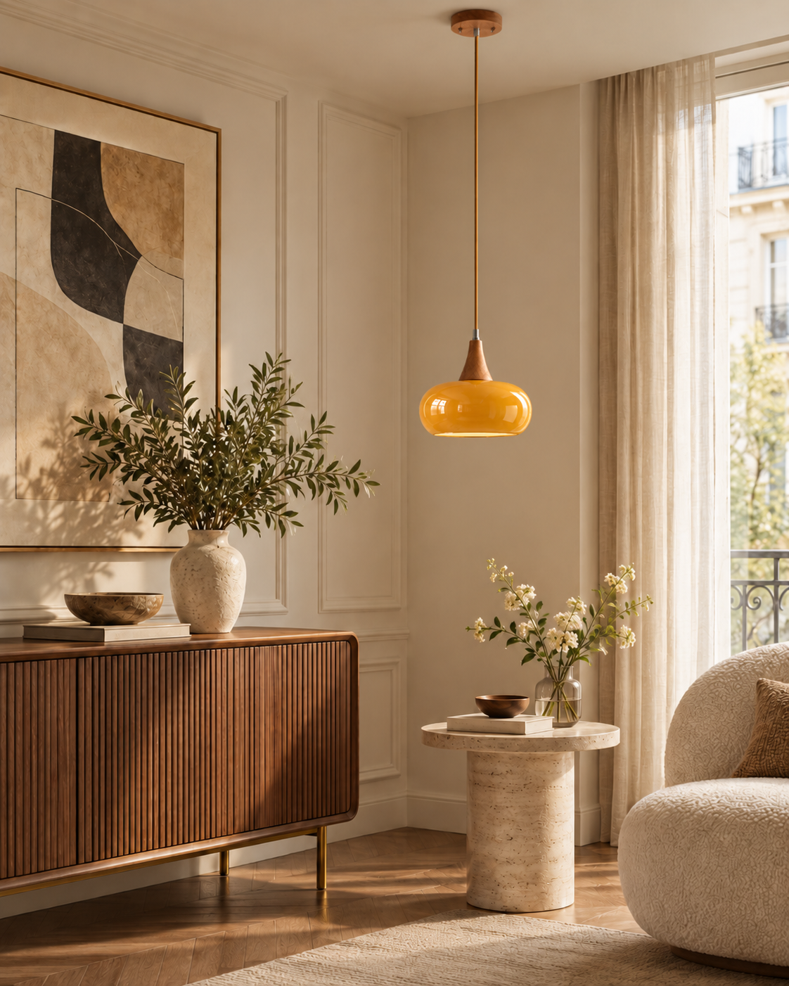 Nordic Glass & Wood Pendant Light | Orvella
