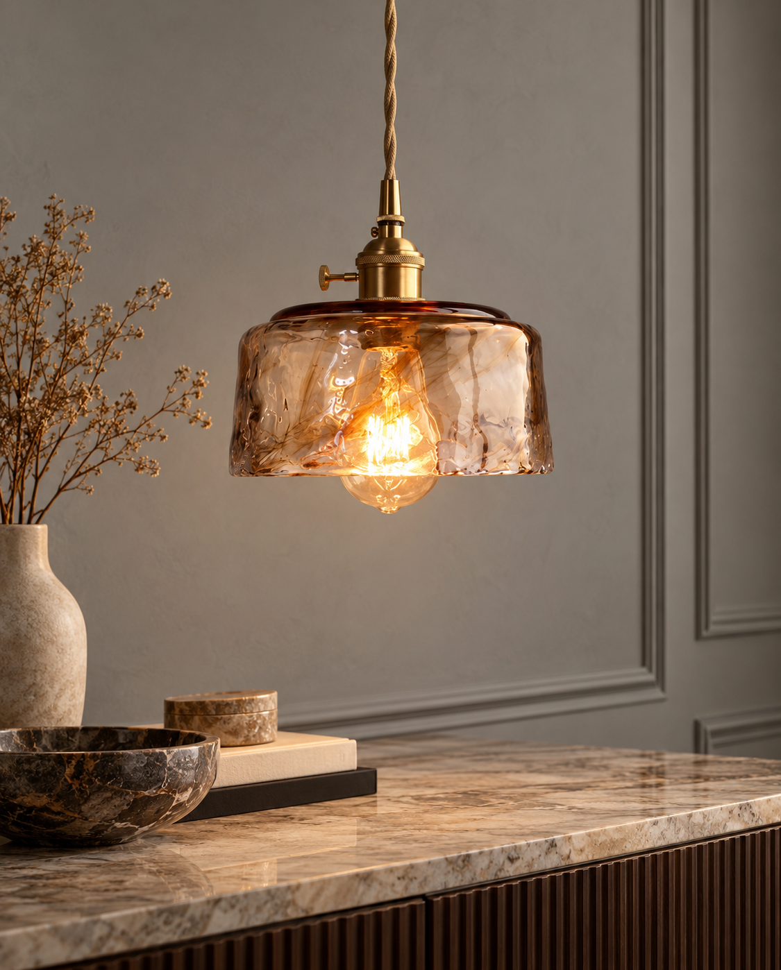 Amber Smoked Glass Pendant Light | Orvane