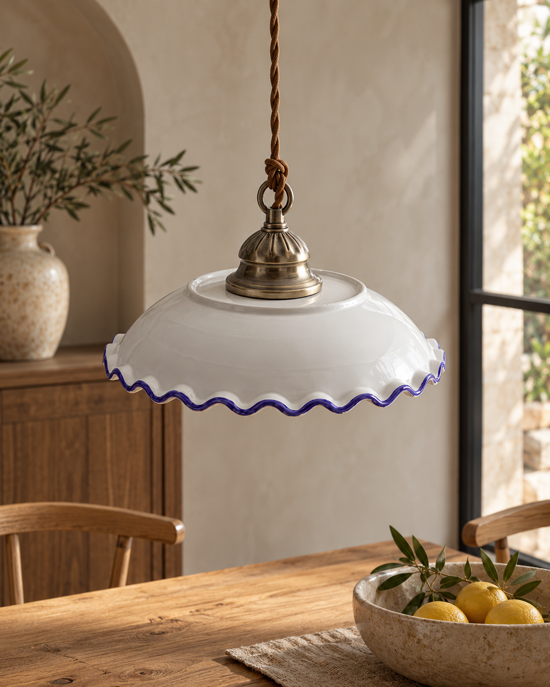 Blue & White Ceramic Pendant Light | Sorelia