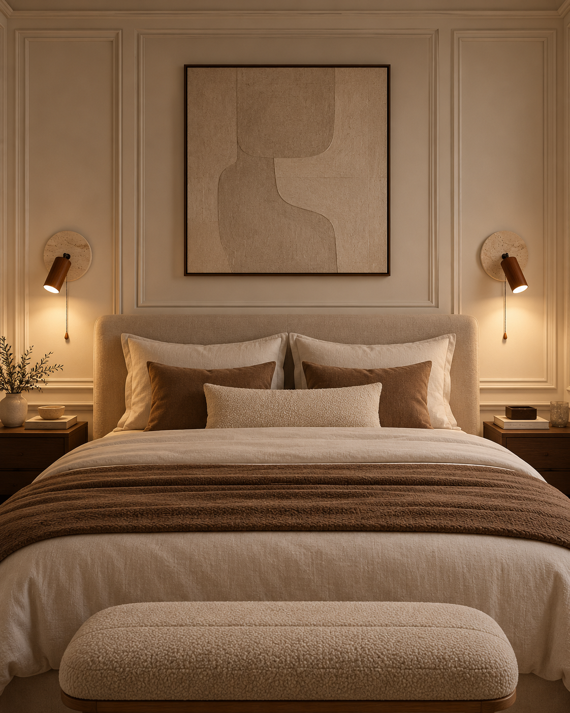 Travertine & Wood Wall Sconce with Pull Chain | Trava