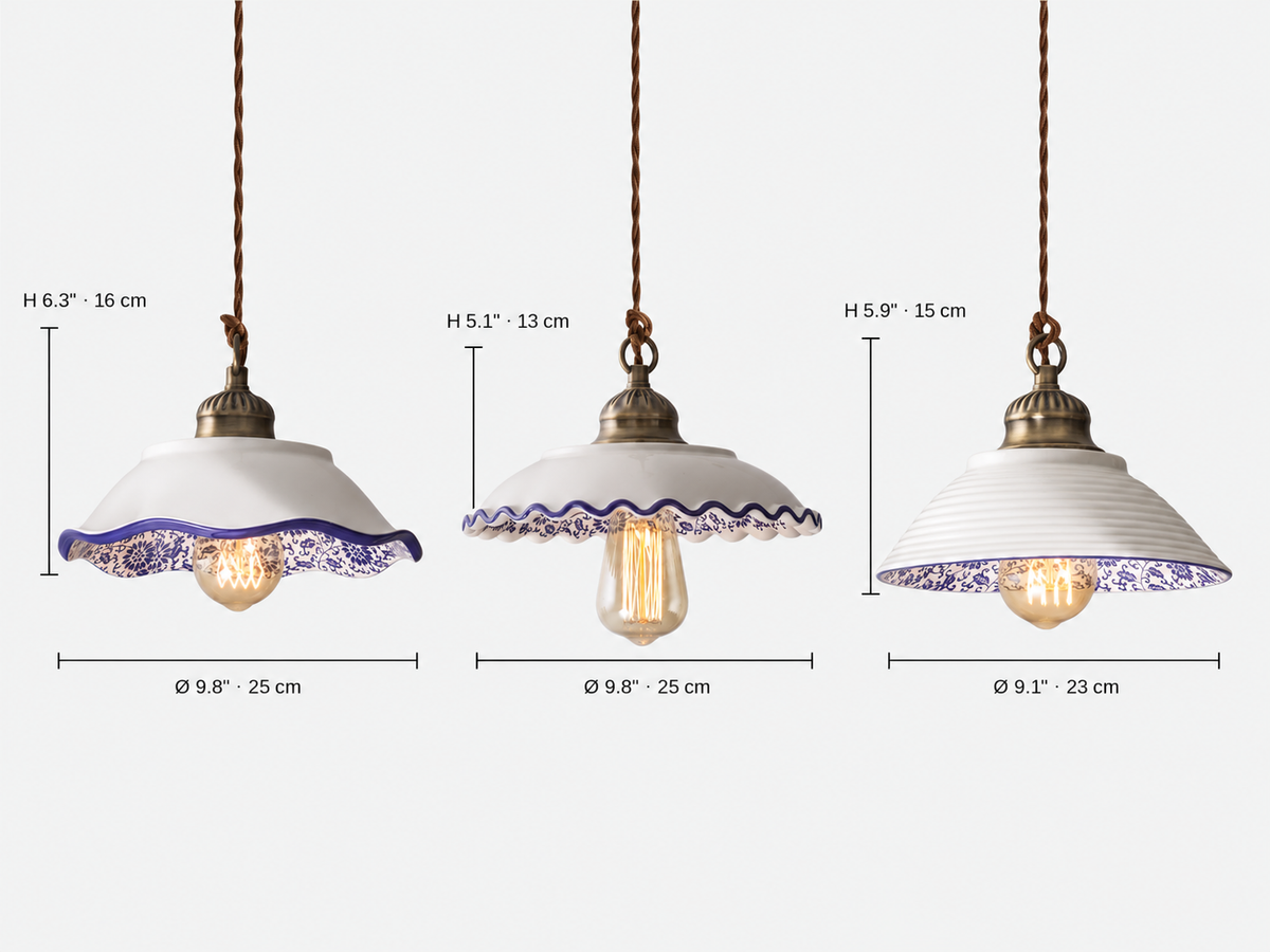 Blue & White Ceramic Pendant Light | Sorelia