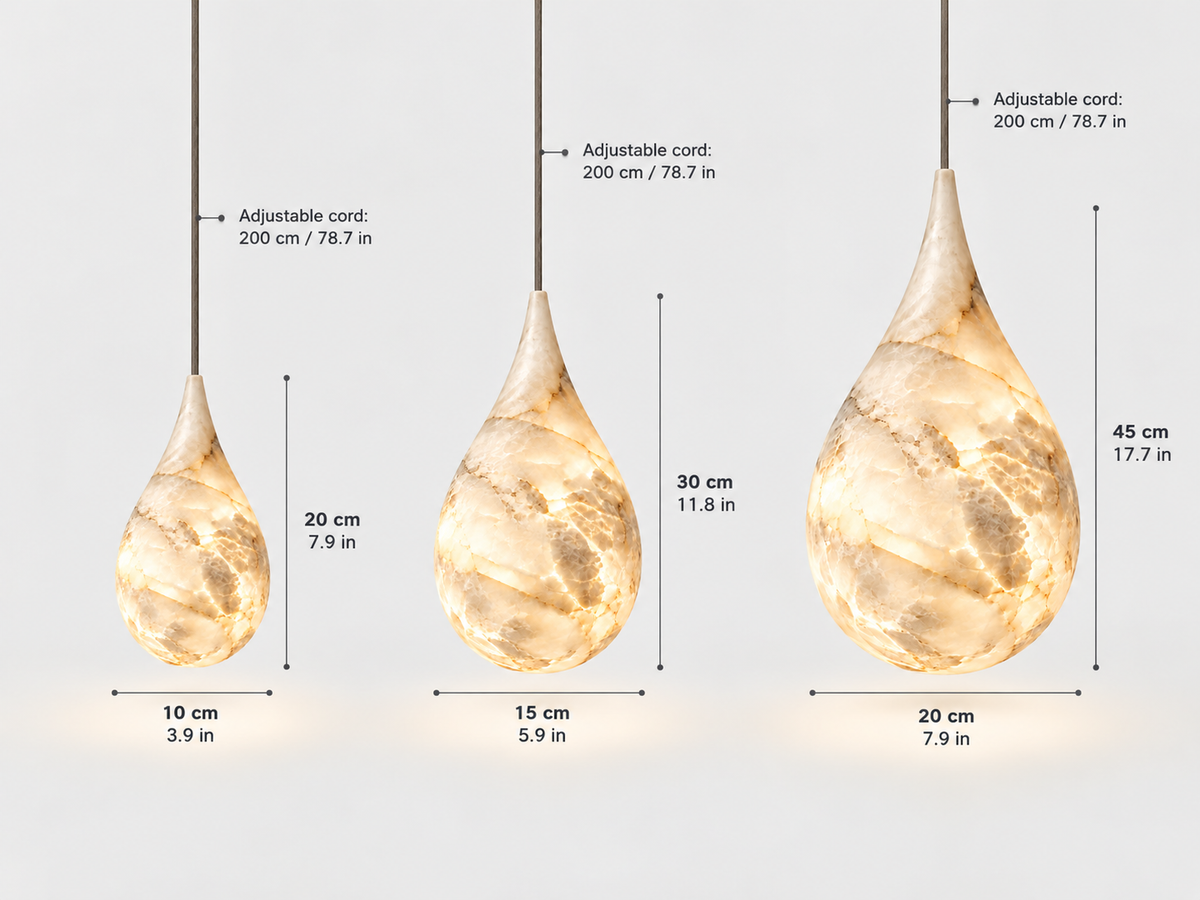 Natural Alabaster Teardrop Pendant Light | Lumeris