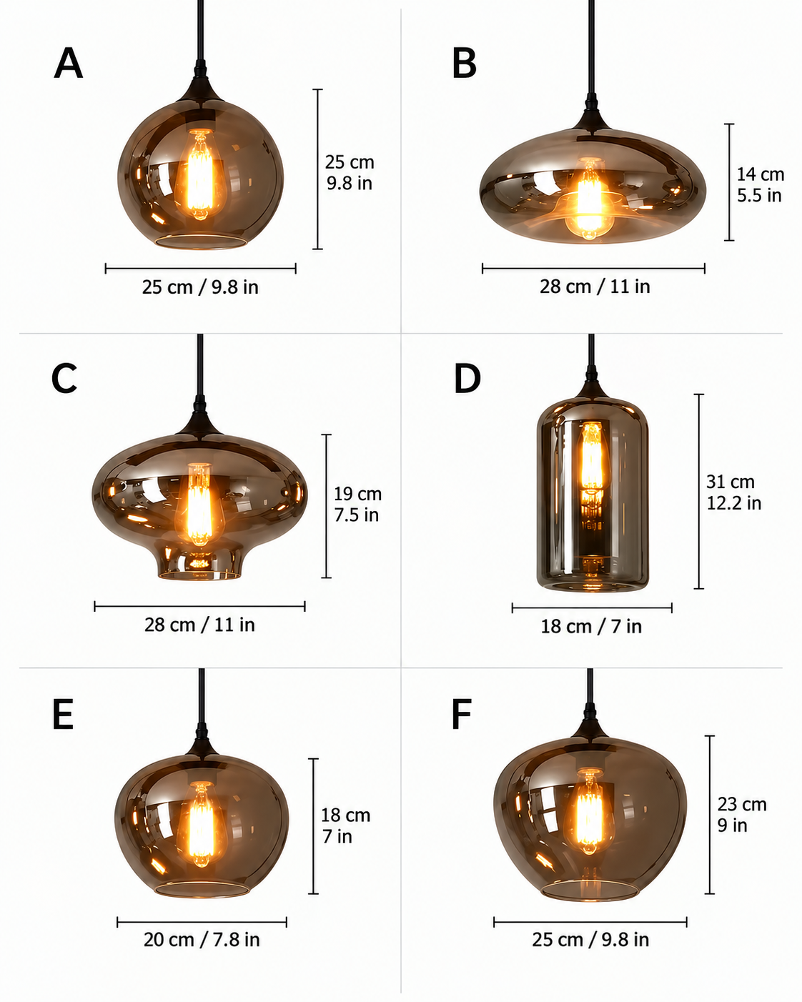 Maren | Smoked Glass Pendant Light