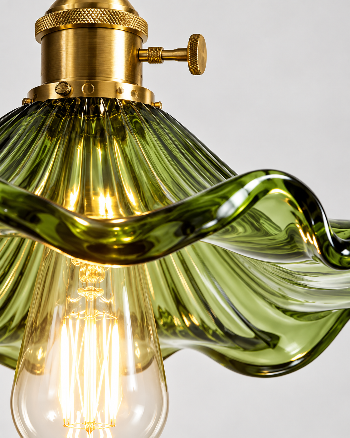 Ribbed Glass Flower Pendant Light | Calantha