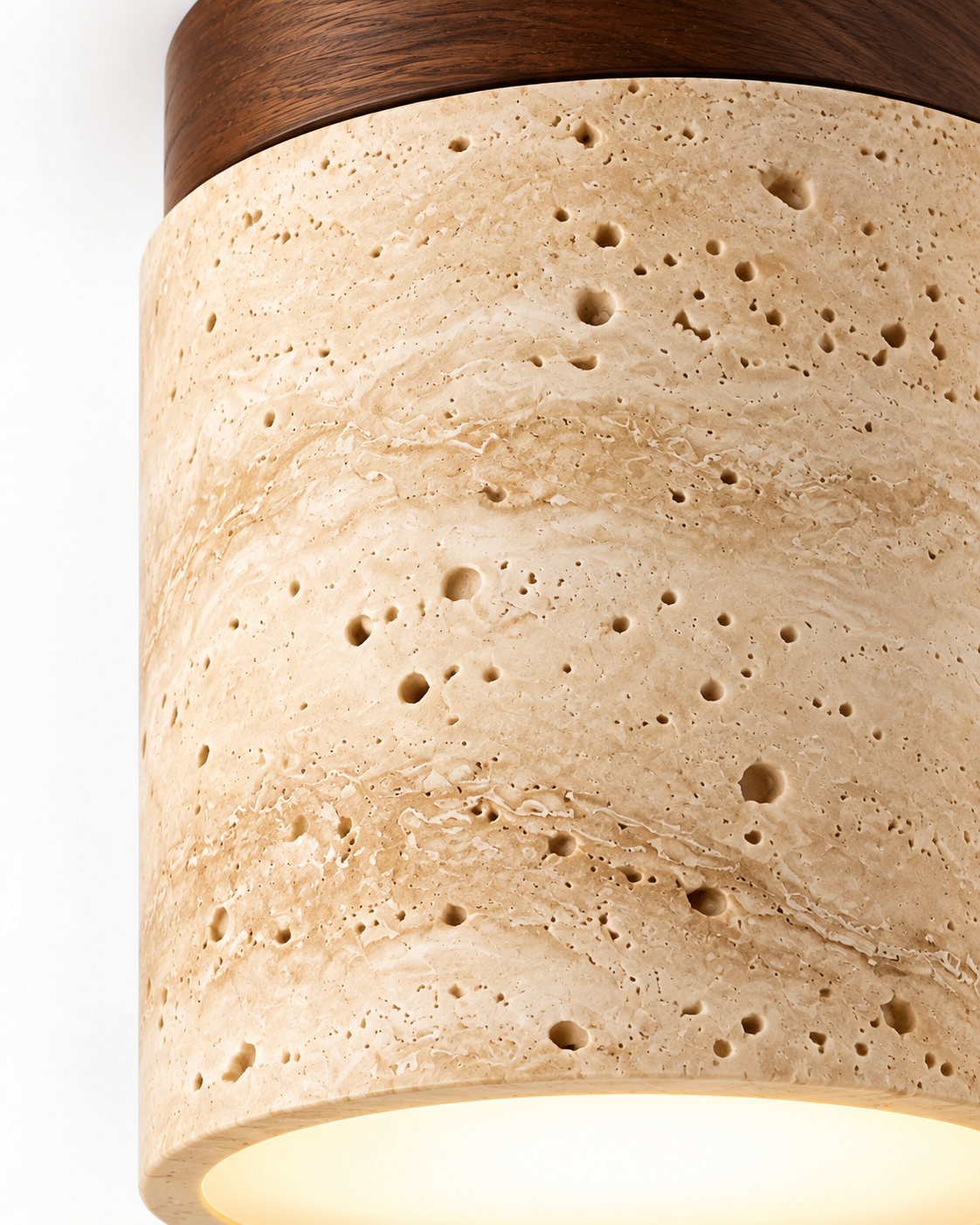 Natural Travertine Flush Mount Ceiling Light | Orvello