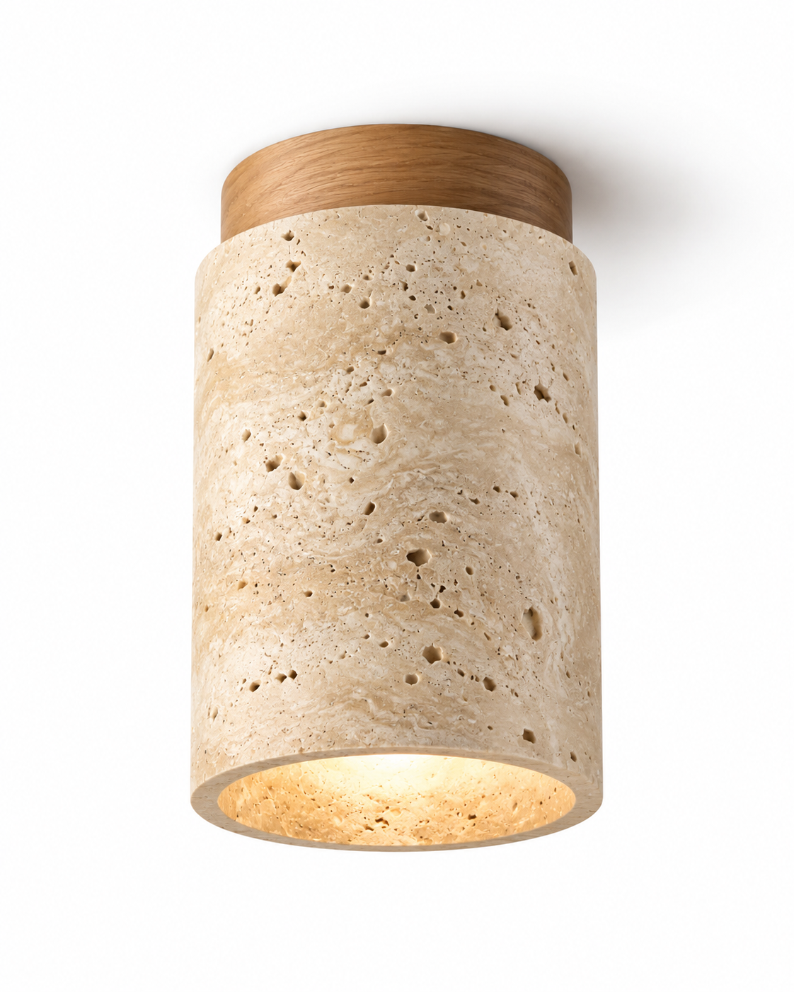 Natural Travertine Flush Mount Ceiling Light | Orvello