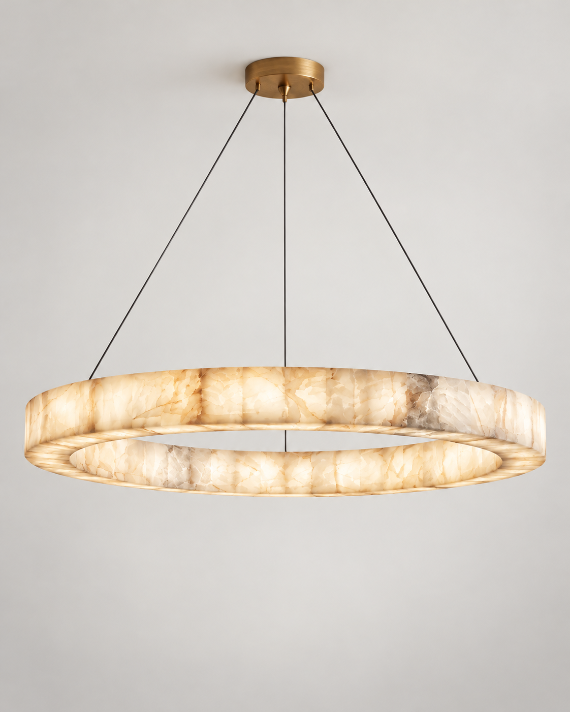 Natural Alabaster Ring Chandelier | Aurelith