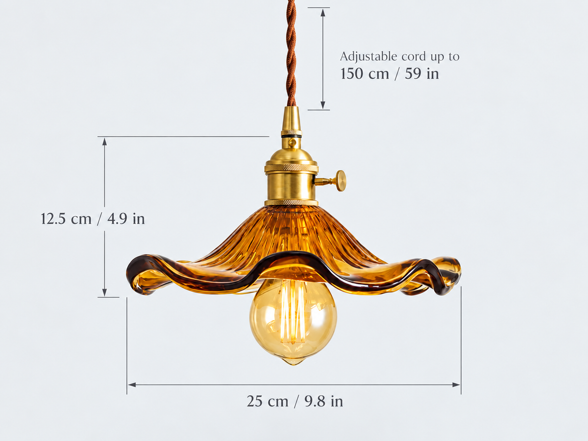 Ribbed Glass Flower Pendant Light | Calantha