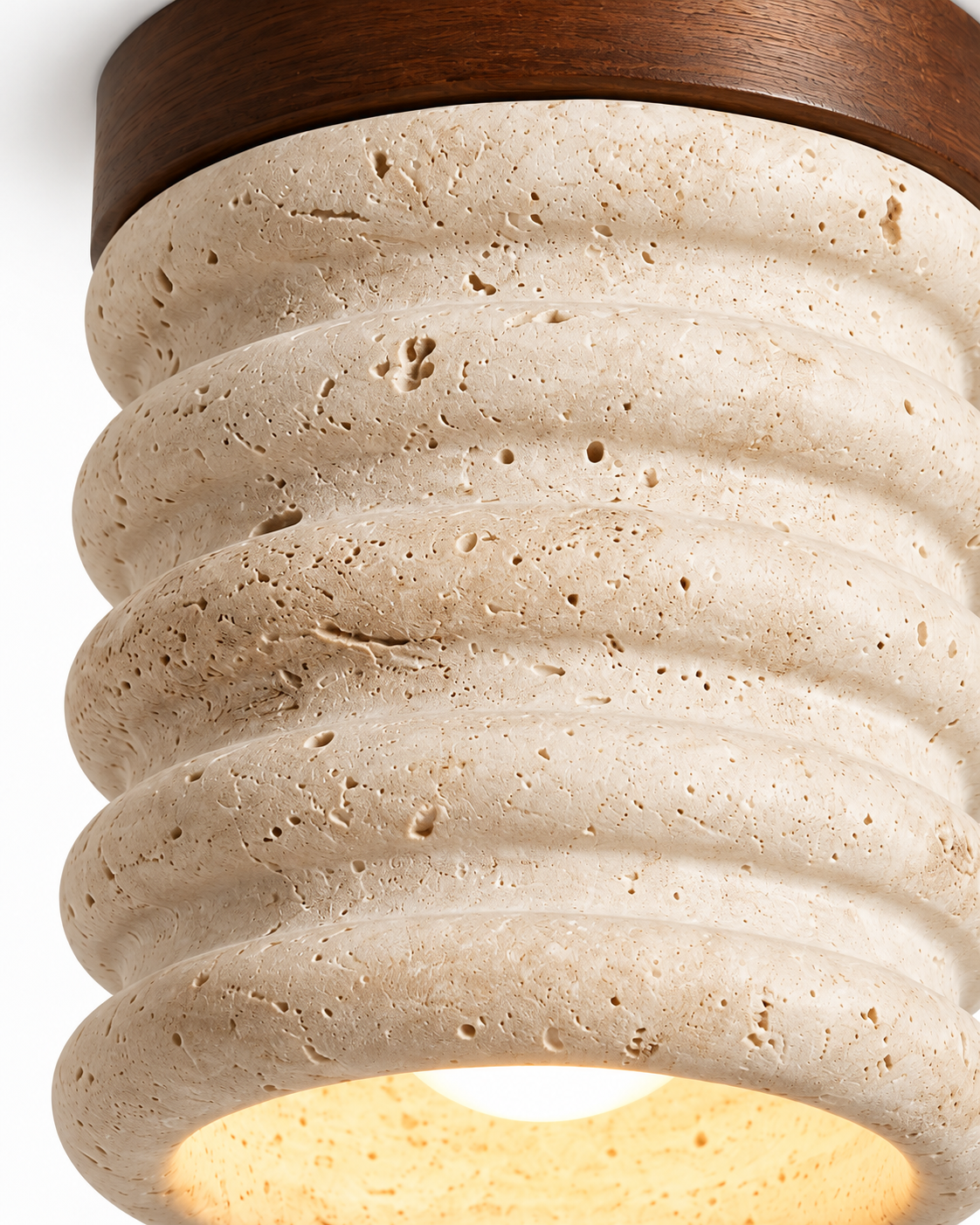 Ribbed Natural Travertine Ceiling Light | Rovik