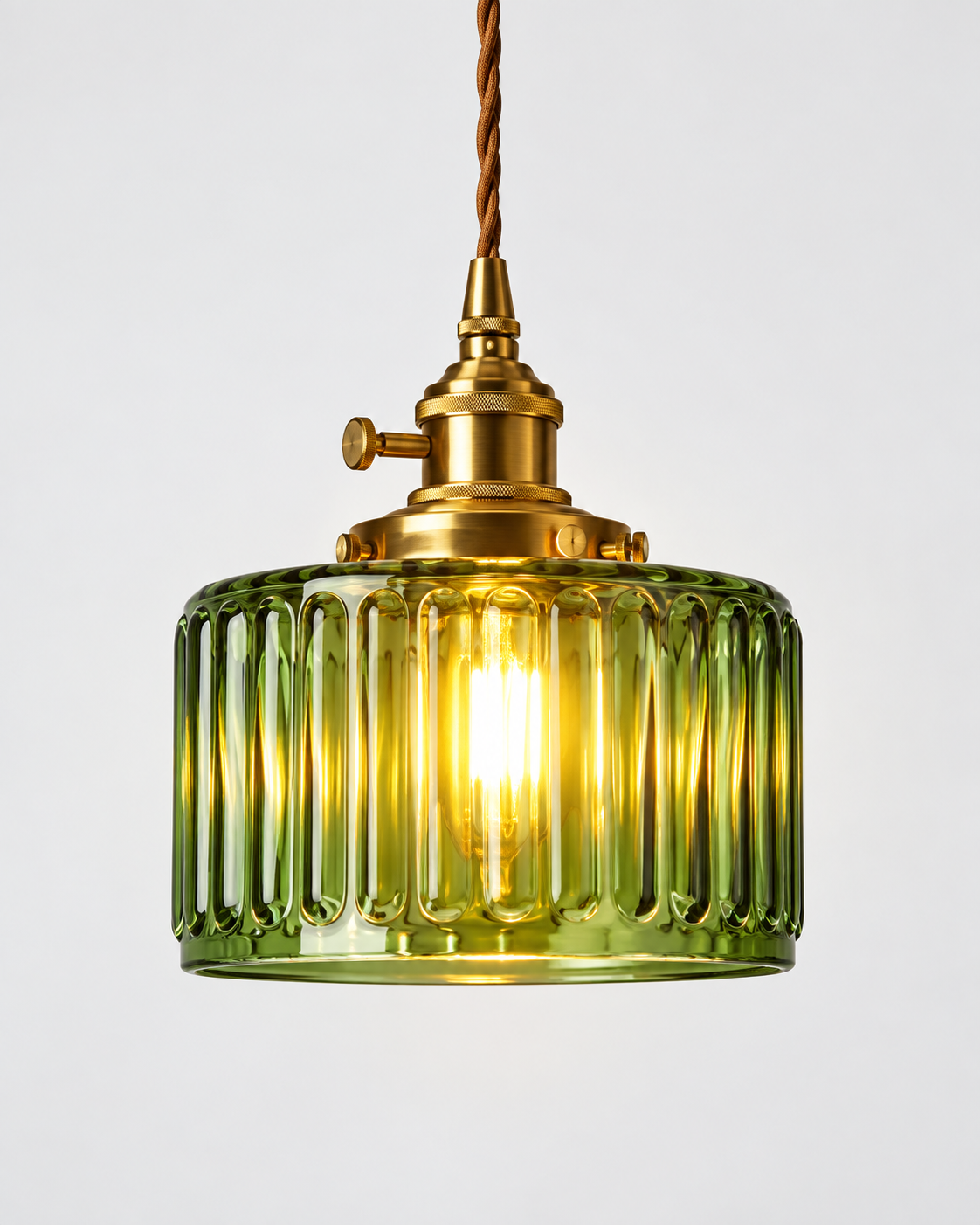 Ribbed Green Glass Pendant Light | Vira