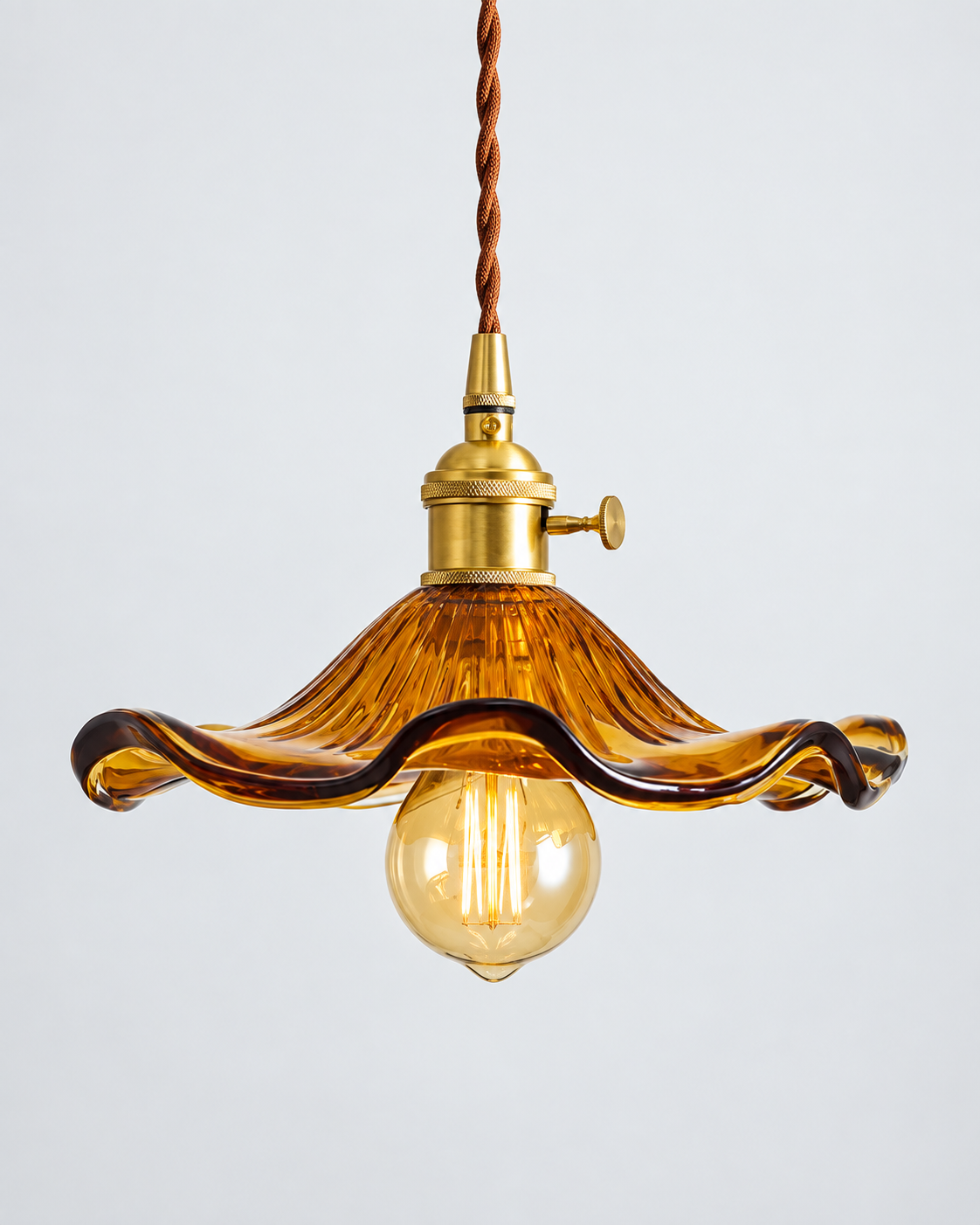 Ribbed Glass Flower Pendant Light | Calantha