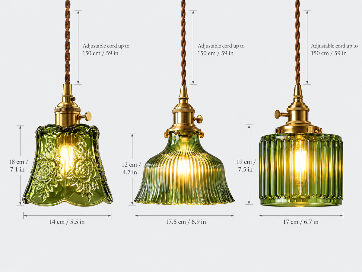 Ribbed Green Glass Pendant Light | Vira