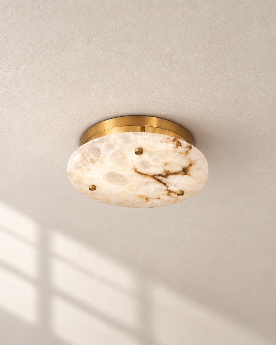 Serane 15.75in ceiling light on subtle ivory plaster background