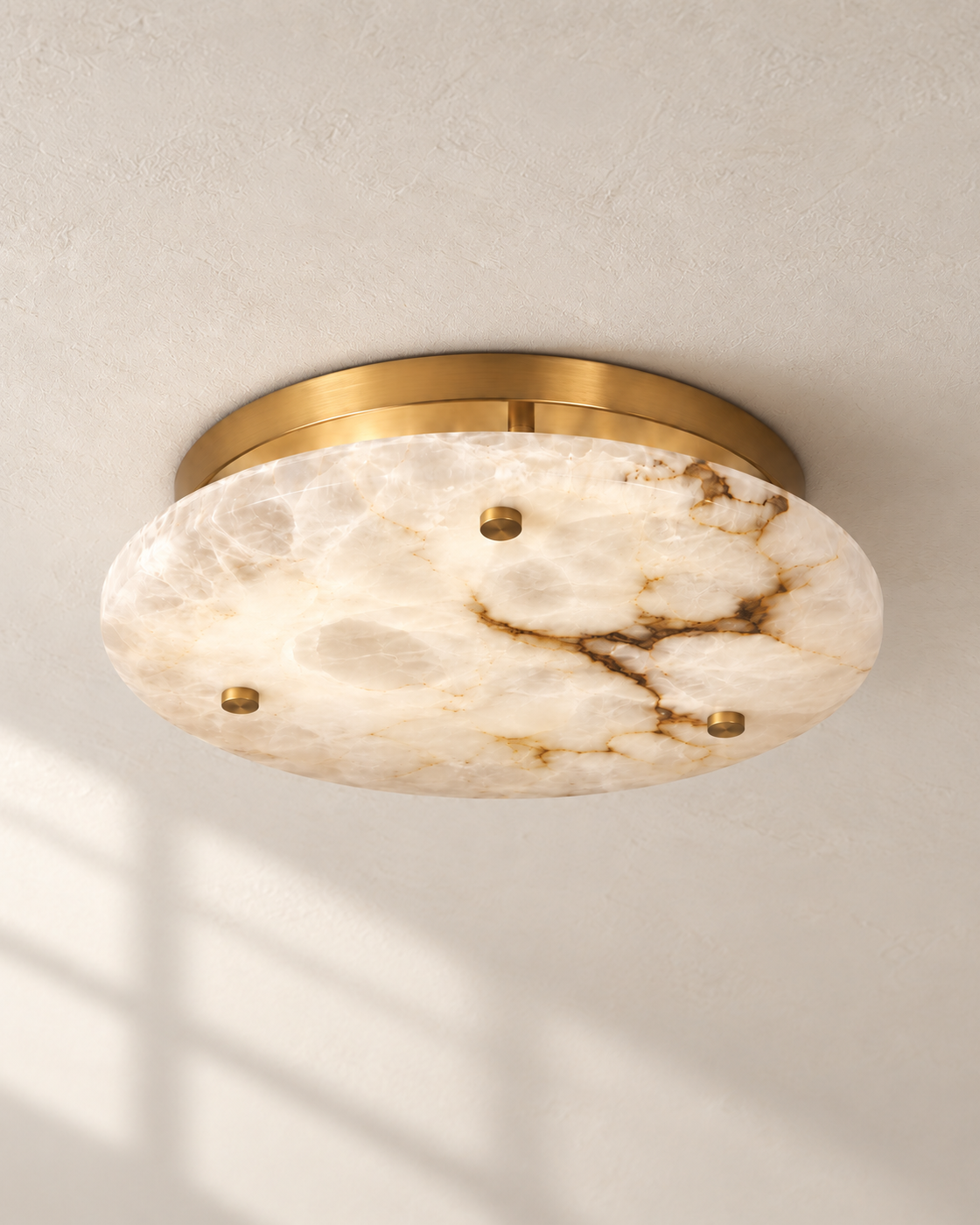 Serane 19.69in ceiling light on subtle ivory plaster background