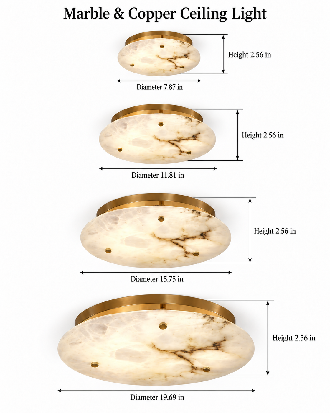 Marble & Copper Flush Mount Ceiling Light | Serane